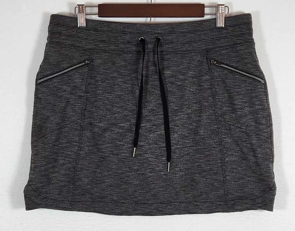 Athleta Metro Drawstring Mini Skort Womens L Large Heather Pockets Skirt Shorts